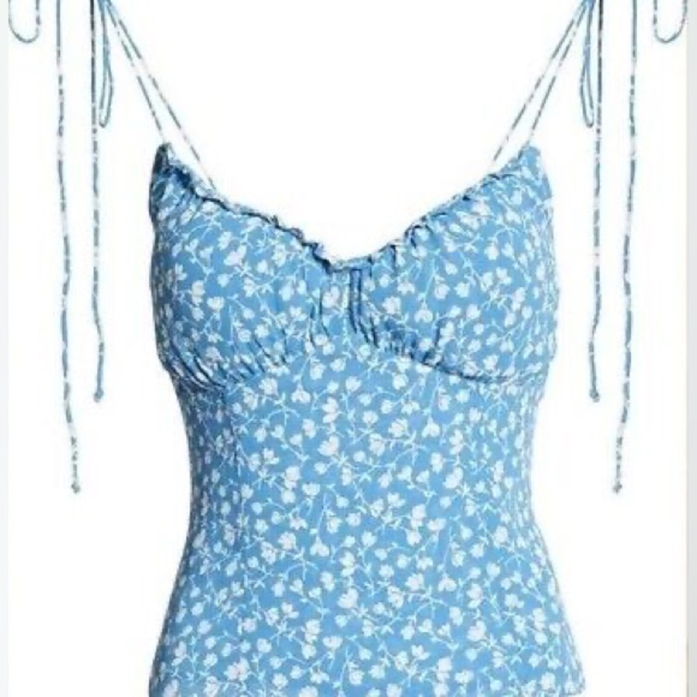 Reformation Robertson Blue Floral Tie Tank